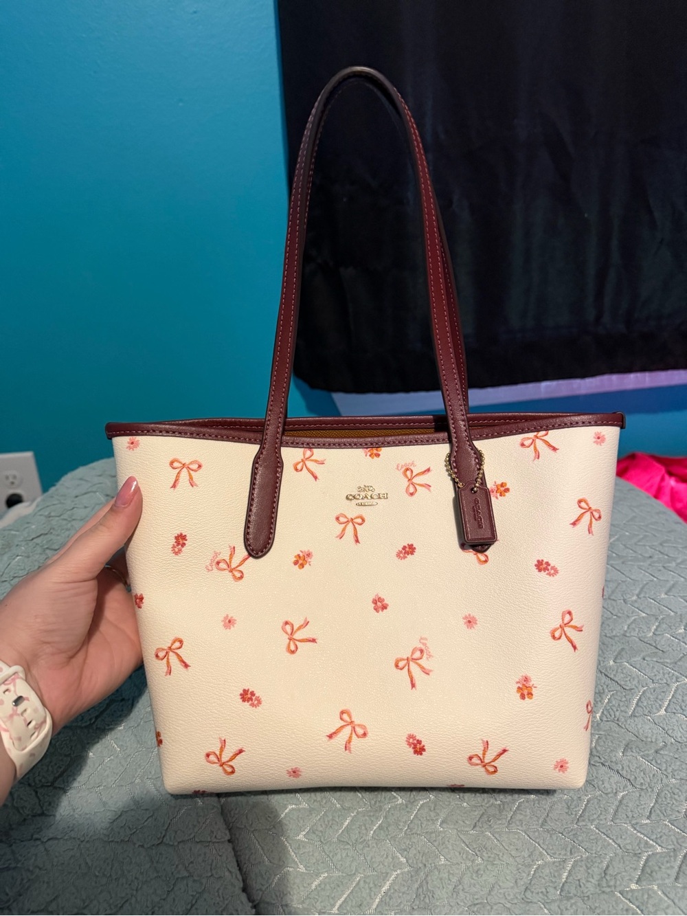 Coach bow mini tote bag